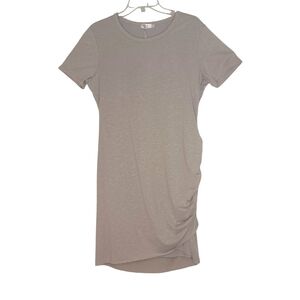 NEW Qearal Side Ruched Cotton Blend Tee Shirt Dress Womens Sz Lg NWT